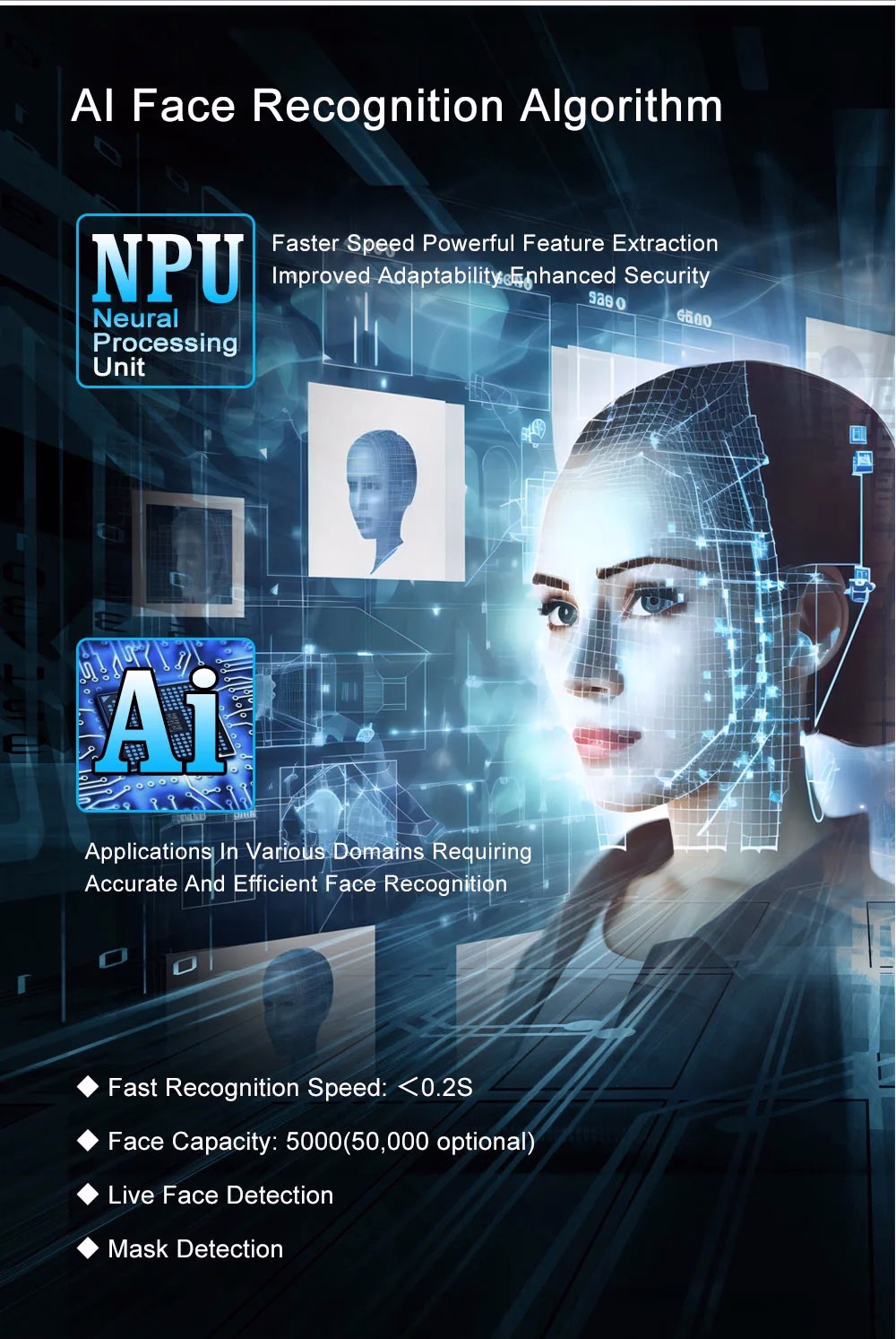 Varito VT-AI67FW Waterproof Dynamic Face-Fingerprint Recognition Terminal