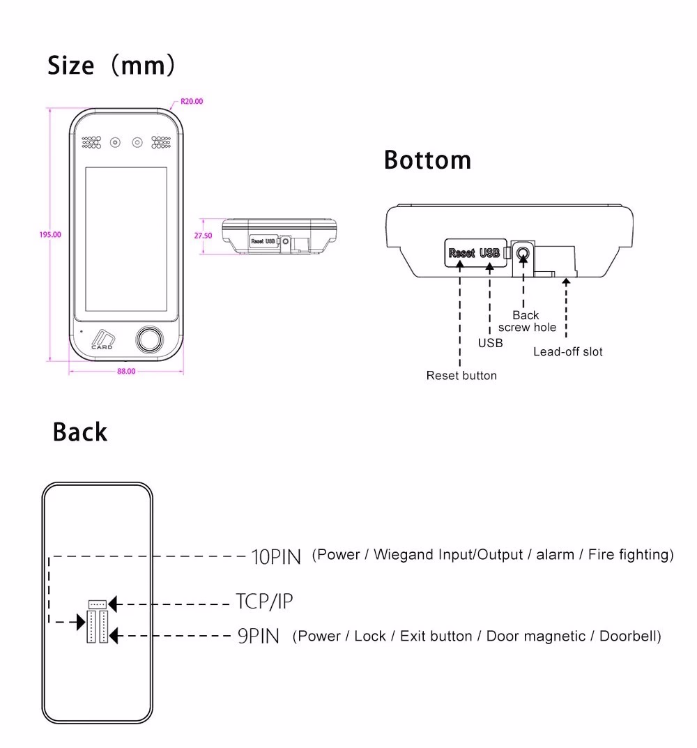 Varito VT-AI67FW Waterproof Dynamic Face-Fingerprint Recognition Terminal