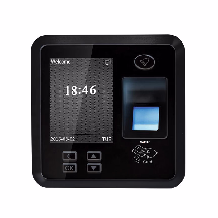 VARITO VFS28 Fingerprint and RFID Card Reader biometric access control device for secure identity verification and entry management.