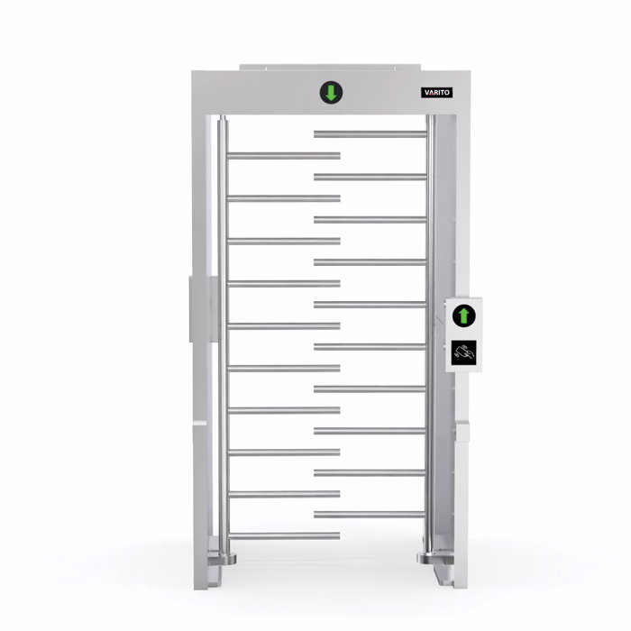 VARITO VT-401WS Full Height Turnstile security gate for controlled pedestrian access in high-security industrial and commercial facilities.